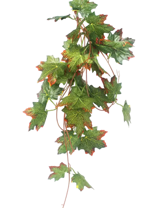 Fake Reptile Green Maple Leaves Plant Decor White Background