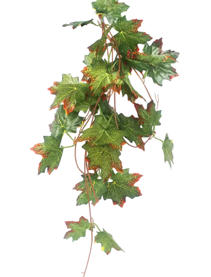 Fake Reptile Green Maple Leaves Plant Decor White Background