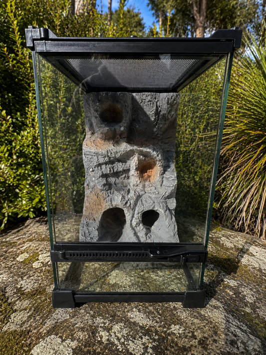 Small Glass Reptile enclosure rock 3D background - Bush Background