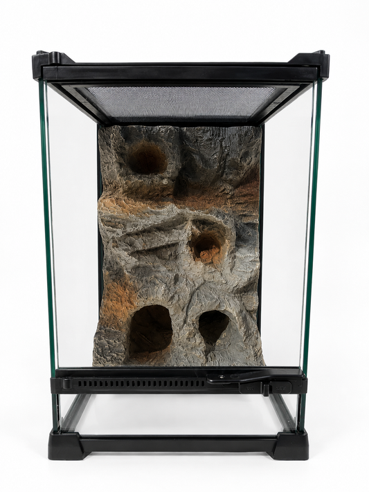 Glass Reptile enclosure rock 3D background - White Background